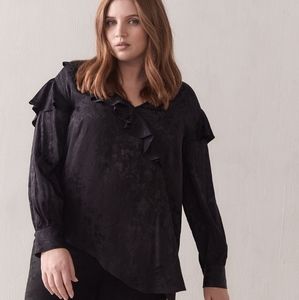 Addition Elle Jacquard Ruffle Blouse Plus